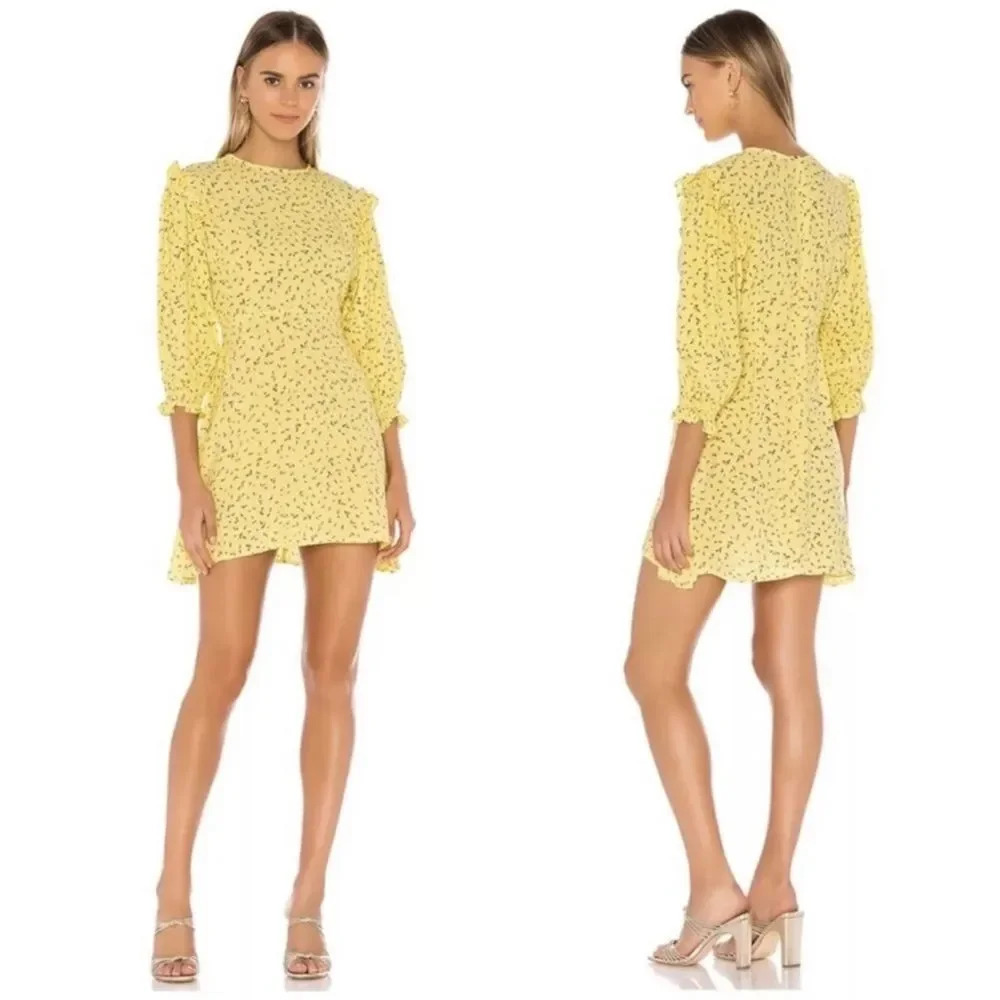 Faithfull The Brand Edwina Mini Dress In La Fica Floral Yellow